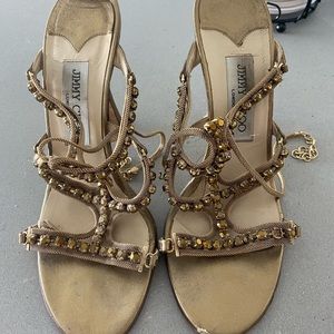 Jimmy Choo gold sandals 38